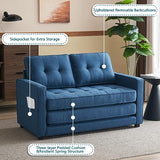 VINGLI Upgraded Loveseat Sleeper, 53.5" W 80" L Convertible Sofa Bed Couch Futon Couches for Living Room, Folding Couch Bed for Small Spaces, Foldable Floor Gaming Sofa Bed for Basement, Navy Blue VINGLI