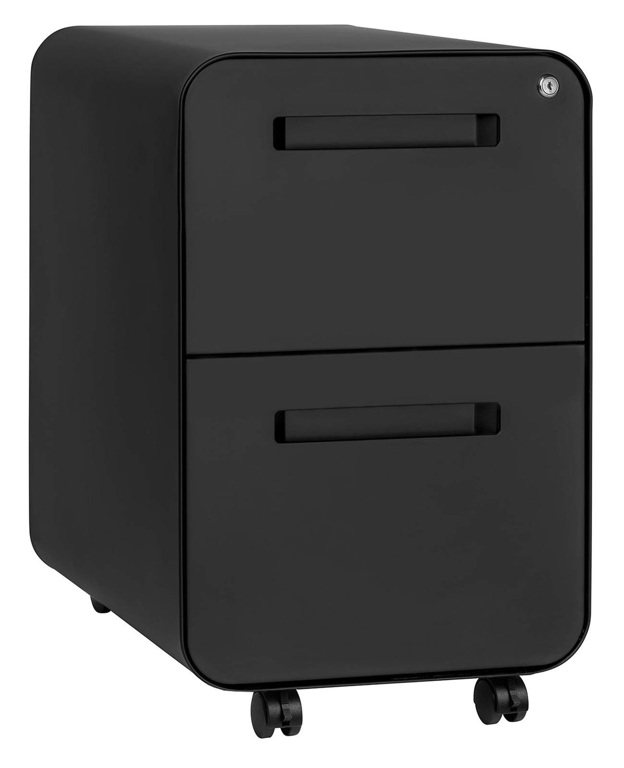 Laura Davidson Furniture Stockpile 2 Drawer Mobile File Cabinet with Lock - Under Desk Metal Filing Cabinet, Legal/Letter File Folders, Wheels and Stationary Feet, Pre-Assembled, Black Laura Davidson Furniture