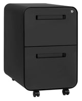 Laura Davidson Furniture Stockpile 2 Drawer Mobile File Cabinet with Lock - Under Desk Metal Filing Cabinet, Legal/Letter File Folders, Wheels and Stationary Feet, Pre-Assembled, Black Laura Davidson Furniture