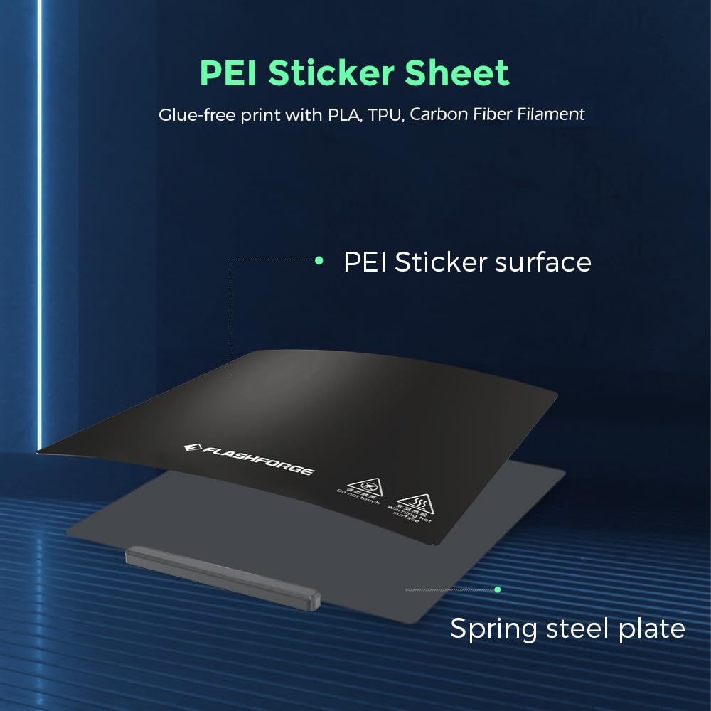 (Smooth PEI Plate) Bundle FLASHFORGE Adventurer 5M 3D Printer and FLASHFORGE PEI Sticker Plate FLASHFORGE