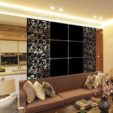 LRZCGB Hanging Room Divider,12pcs PVC Black Panel Screen Solid for Decorating Living, Dining, Study and Sitting-Room, Hotel(Black+Solid Board) LRZCGB
