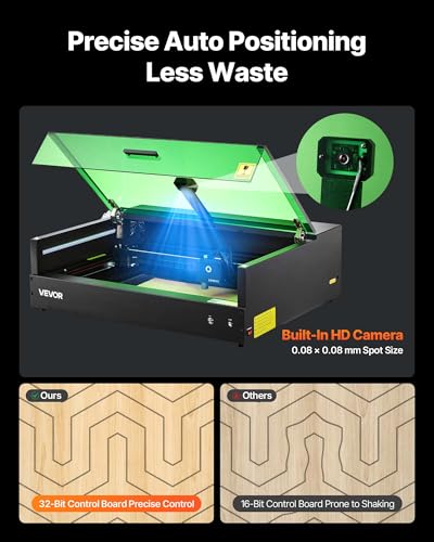VEVOR Laser Engraver, 20W, Laser Engraving and Cutting Machine with Enclosure Camera, Laser Cutter, 36000 mm/min, 19.7 x 12.6 in Working Area, for Wood, Leather, Glass, Paper, Certain Metal, Class 1 VEVOR