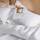 Bedsure Quilts Queen Size - Lightweight Bedspreads Queen Size with Basket Weave Pattern, Soft Quilt Bedding Set, White Comforter Set Coverlet for All Seasons with 2 Pillow Shams (90" x 96") Bedsure
