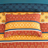 WONGS BEDDING Boho Comforter Set Queen Size,7 Pieces Bed in a Bag Bohemian Striped Bedding Set,Burnt Orange Paisley Floral Comfortet and Sheet Set,Soft Microfiber Bedding Sets for All Season WONGS BEDDING