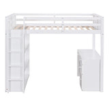 Twin Loft Bed with Desk and Storage Bookcase Shelves,Solid Wood Loft Bed Frame with Storage Drawers and Built-in Ladders,Muti-functional High Loft Bed for Kids Boys Girls Teens(white) Harper & Bright Designs