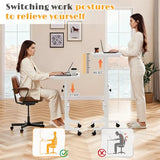 Furmax Small Portable Standing Desk Adjustable Height, Mobile Stand Laptop Computer Workstation with Lockable Wheels for Walking Pad Treadmill (White) Furmax