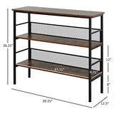 HOMCOM 3-Tier Console Table Industrial Style Storage Metal Wooden Shelf with a Robust Multi-Functional Design & Adjustable Feet, Black HOMCOM
