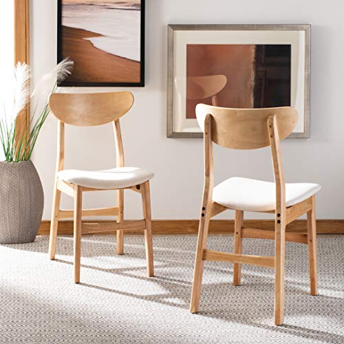 Safavieh Home Lucca Retro Natural and White Cushion Dining Chair, Set of 2 Safavieh