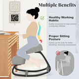 Giantex Ergonomic Kneeling Desk Chair, Upright Posture Chair with Cushion & Solid Wood Frame, Natural Relief for Neck or Back Pain, Wooden Knee Chair for Home Office (1) Giantex