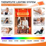 Albott Infrared Sauna 2 Person, Infrared Saunas for Home, Low EMF 110V Hemlock Wood Dry Sauna with Tourmaline Foot Warmer, 7-Color Light Therapy & Salt Crystal Bricks, 47.2"x34.2"x70.9" Albott