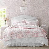 Laura Ashley - Twin Quilt Set, Soft & Reversible Cotton Floral Bedding with a Medium Weight Feel, 2 Piece Bed Set with Matching Pillowcase (Bedford Pink) Laura Ashley