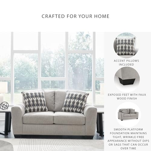 Signature Design by Ashley Avenal Park Casual Loveseat with 2 Toss Pillows, Light Gray Signature Design by Ashley
