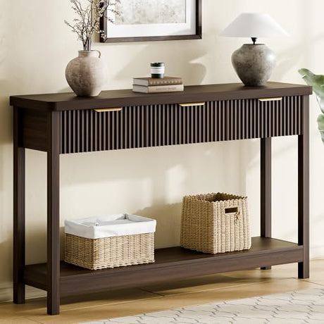 Lulive 51" Fluted Console Table for Entryway, Entryway Table with 3 Wooden Drawers, Farmhouse Behind Sofa Table for Living Room, Hallway, Couch, Foyer Lulive