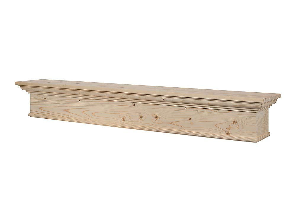 MANTELSDIRECT 60 Inch Floating Fireplace Mantel Wood Shelf in Unfinished - Bellamy from Mantels Direct | Wooden Rustic Wall Shelf Perfect for Décor and Electric Fireplaces MANTELSDIRECT