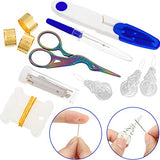 Mudder 53 Pieces Cross Stitch Tool Embroidery Starter Kit Includes Bamboo Circle Cross Stitch Hoop Ring Sewing Scissors Needle Threading Tools Thimbles Floss Bobbins Seam Ripper and Embroidery(Blue)