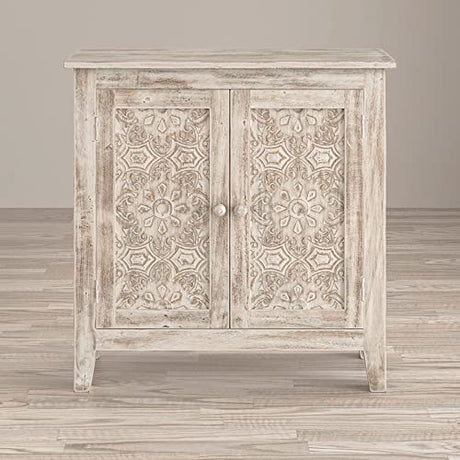 Jofran Inc. Global Archive Solid Mango Wood Hand Carved Accent Chest Jofran Inc.