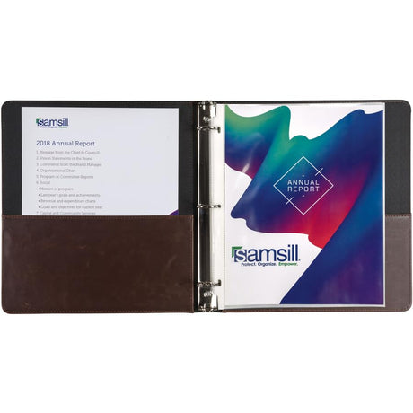 Samsill Vintage Hardback 3 Ring Binder, Professional Binder Organizer, Planner, 1 Inch 3 Ring Binder, Letter Size 8.5 x 11, No Zipper, Brown Samsill