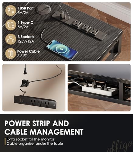 OffiGo 63 Inch L Shaped Electric Standing Desk with Drawers, Height Adjustable Large Desk with Power Outlets, Sit Stand Table, Writing Computer Desk for Home, Office, Workstation, Black OffiGo