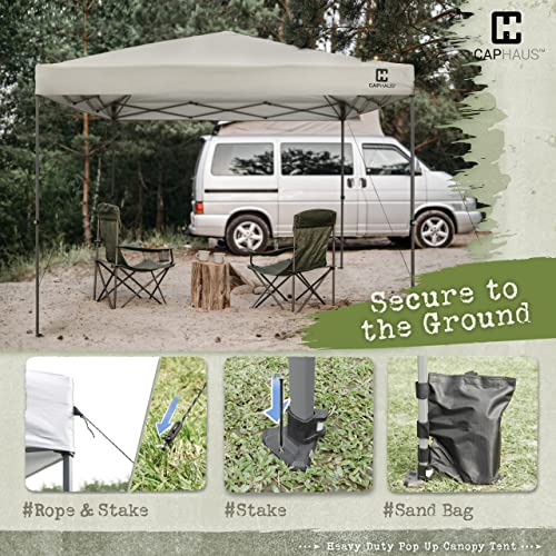 CAPHAUS 12ft x 12ft Patented One-Push Pop Up Outdoor Canopy Tent, Heavy-Duty Commercial Grade w/Central Lock, Portable and Instant Folding Shelter with Wheeled Carry Bag and Weight Bag, White CAPHAUS