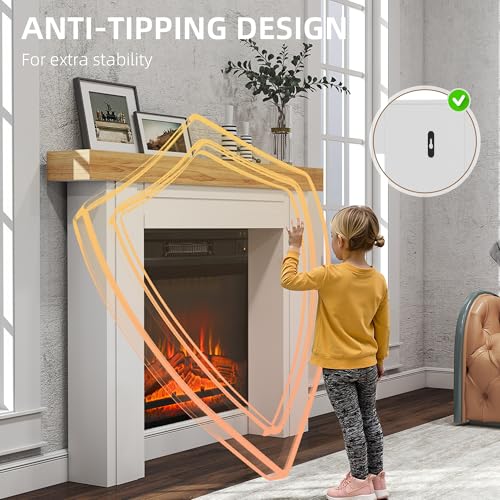 HOMCOM Modern Fireplace Mantel, Freestanding Fireplace Surround with Leg for Electric Fireplaces, 51.2" W x 40.6" H, Natural Wood HOMCOM