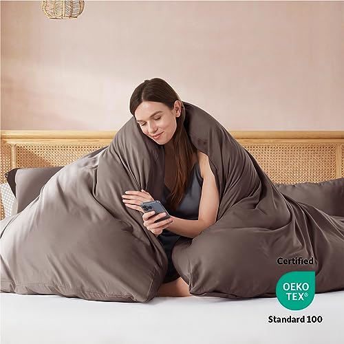 Nestl Twin Duvet Cover Set - Soft Double Brushed Chocolate Brown Duvet Cover Twin/Twin XL, 2 Piece, with Button Closure, 1 Duvet Cover 68x90 inches and 1 Pillow Sham