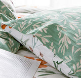 SLEEPBELLA Duvet Cover Set 600 Thread Count Cotton Bedding Set (Full, White&Green Floral) SLEEPBELLA