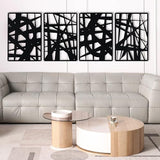 Bdor Decorative Metal Panels, Set of 4, 10.98" x 15.94", Modern Geometric Design, Black Metal Wall Art, Room Dividers, Architectural Elements for Home and Office Décor Bdor