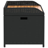 vidaXL Outdoor Storage Bench - Black Poly Rattan & Acacia Wood with Water- Storage Bag, 39.4"x19.7"x20.5" vidaXL