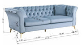 Alberobelo Chesterfield Sofa, 87" Blue Velvet Modern Couch, 3 Seater with Deep Seats, Mid-Century Design, Comfortable Sofa for Living Room, Bedroom and Office Alberobelo