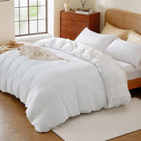 100% Egyptian Cotton Duvet Cover Set Queen Size, Waffle Weave Duvet Cover, 600 TC Soft Breathable Luxury Textured Bedding Set for All Season, 3 PCS, 1 Duvet Cover and 2 Pillowcases, White, 90"x90" Zaizaihome