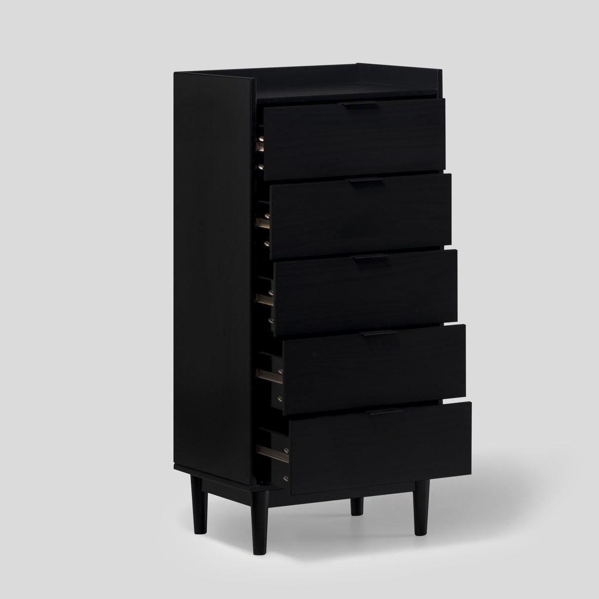 Walker Edison Blythe Scandi Minimalist 5-Drawer Solid Wood Dresser, 43 Inch, Black Walker Edison