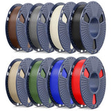SUNLU 3D Printer Filament Bundle PLA Filament 1.75mm, Individually Vacuum Packed, 0.25kg per Spool, 2kg in Total, 8 Pack, Black+Bone White+Grey+Brown+Red+Blue+Olive Green+Wood