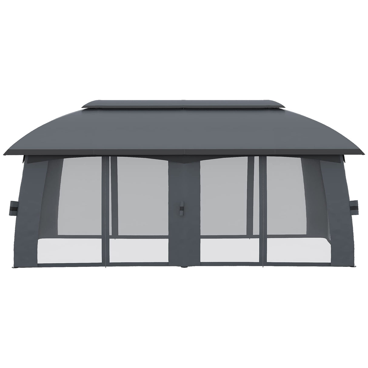 Outsunny 10' x 20' Patio Gazebo, Outdoor Gazebo Canopy Shelter with Netting, Vented Roof, Steel Frame for Garden, Lawn, Backyard, and Deck, Dark Gray Outsunny