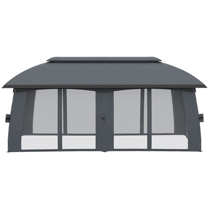 Outsunny 10' x 20' Patio Gazebo, Outdoor Gazebo Canopy Shelter with Netting, Vented Roof, Steel Frame for Garden, Lawn, Backyard, and Deck, Dark Gray