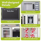 BRINJOY Kids Kitchen Playset, Wooden Toddler Kitchen Set w/Curtains, Coffee Maker, Storage Shelf, Stove,Sink, Utensils, Light & Sound, Kids Pretend Play Kitchen Toy Gift for Girls Boys (3-Stage) BRINJOY