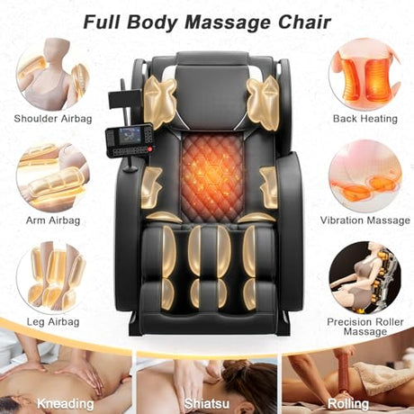 Megashock SL Track 2026 Massage Chair Full Body, Zero Gravity Massage Chair with Back Heat, 12 Fixed Rollers, Foot Massage, Airbag Massage and Bluetooth Speaker for Home and Office Megashock