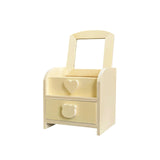 HAN SHENG Wooden Jewelry Organizer Box with Mirror Jewelry Storage Case Small Jewelry Box Gift Box Unfinished Wood Craft Storage Container for Necklace Earring Rings Storage HAN SHENG