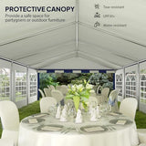 Outsunny 16.5' x 33' Party Tent, Heavy Duty Large Outdoor Canopy Tent Shelter with Removable Sidewalls, 10 Windows and 2 Doors, Tents for Parties, Wedding, Events, BBQ Grill, White and Blue Outsunny