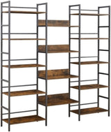 Triple Wide 5 Tier Bookcases and Bookshelves,Adjustable Industrial Style BookShelf With 14 Open Display Shelves,Metal Frame Wide Book Shelf Book Case for Bedroom Living Room Home Office Study Room Amenitlif