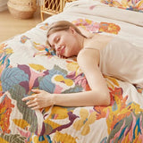 King Throw Blanket for Bed 100% Cotton Boho Soft Rustic Quilt Butterfly and Floral Double Embroidery Breathable Spring Bed Blanket,90"x108" All Season Blankets for Bedding Couch Home Decor LUTBM