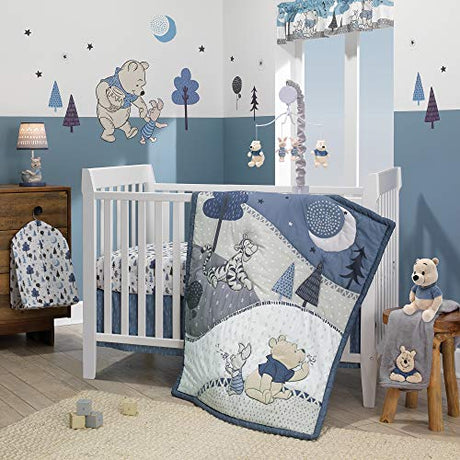 Lambs & Ivy Forever Pooh 3Piece Baby Crib Bedding Set, Blue Lambs & Ivy
