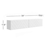 Living Skog Floating TV Stand Wall Mounted for Living Room and Bedroom, Media, Entertainment Center with Storage and Drawers Fits TV 50 55 60 65 inch Cabinet (Alessio White, 59 in) Living Skog