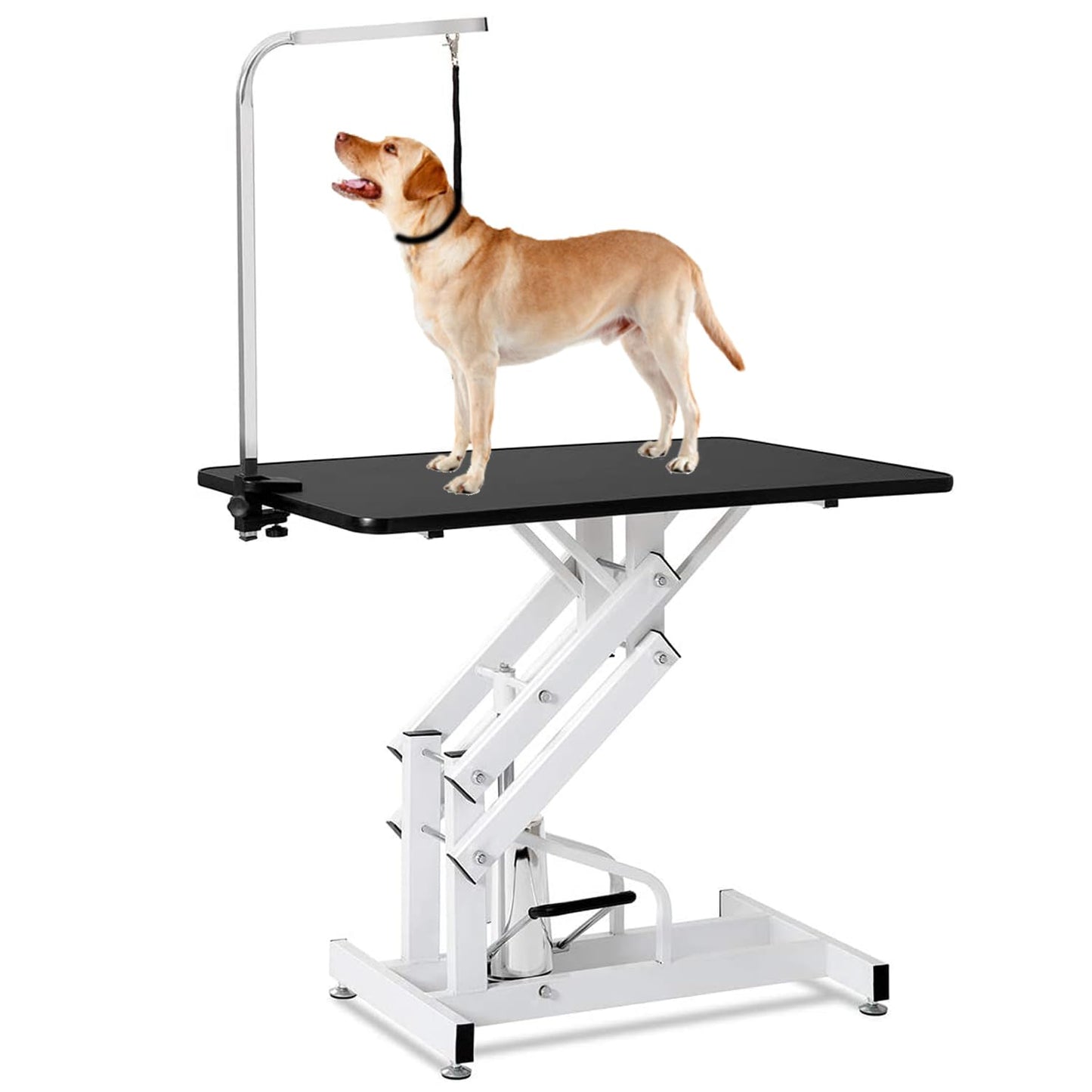 Afqxf Hydraulic Dog Grooming Table Heavy Duty for Small/Medium/Large Dogs, Pet Grooming Table with Adjustable Overhead Arm and Noose, Height Adjustable 21''-36'', 42.5''/ Black