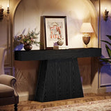 Tribesigns 63" Black Console Table, Farmhouse Entryway Table with Trapezoidal Base, Narrow Long Wood Sofa Table Behind Couch Table for Entrance, Hallway, Living Room, Black Tribesigns