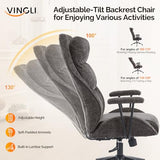 VINGLI Chenille Executive Ergonomic Fabric Office Chair with 100-130° Recline, High-Back Desk Chair with Adjustable Base & Padded Back & Wheels, Comfy Chair for Gaming, Computer, Home Office,Dark Gray VINGLI