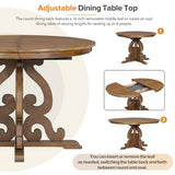 VilroCaz 5-Piece Retro Functional Dining Set, Solid Wood Extendable Dining Table with a 16-inch Leaf and 4 Upholstered Chairs, Dining Room Round Dining Table Set for 4 (a_Walnut) VilroCaz