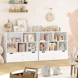 FOTOSOK Toy Storage Organizer with 4 Drawers, Toy Organizers and Storage with Concealed Wheels and 5 Storage Cubbies, Multifunctional Storage Chest Kids Storage Organization, Playroom Furniture, White FOTOSOK