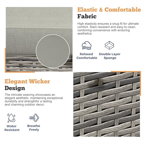 Shintenchi 3 Pieces Patio Furniture Set 3 Pieces PE Rattan Wicker Chairs with Table Outdoor Furniture for Backyard/Garden/Poolside/Outdoor Restaurant Gary Rattan with Gary Cushion Shintenchi