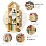 4-Tier Rotating House-Shaped Bookshelf with 360° Turntable for Home and Office WoodArtSupply