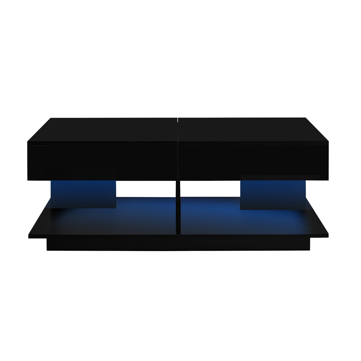 Mcltopz Extendable Coffee Table with with Hidden Storage and LED Lights, Modern 41.3''-76.7'' Rectangular High-Gloss Adjustable Center Table Cocktail Tea Table with Multiple Storage Compartments Black Mcltopz